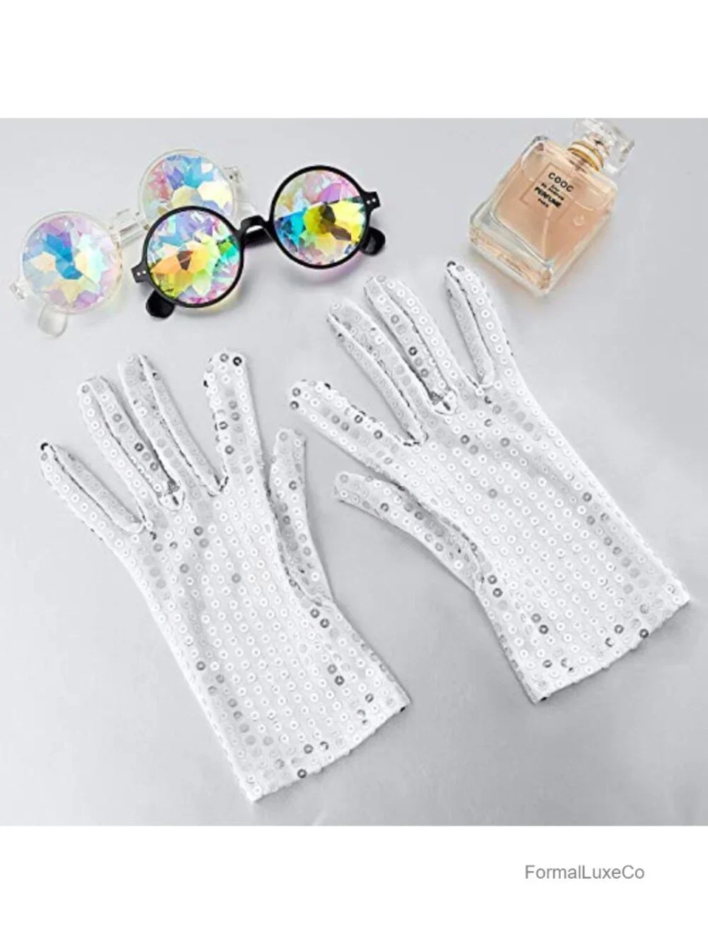 Silver Sequin Gloves Mesh Glitter Gloves Dance Mittens Dress Accessories